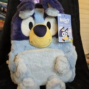 Bluy Plush Blue Dog Backpack - Light & Dark Blue with Yellow Nose